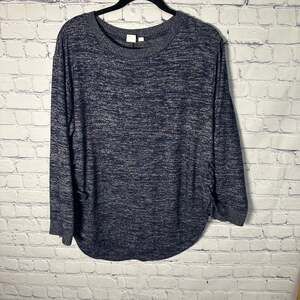 Gap Womens Shirt Small Blue Long Sleeve Knit Pullover Roched Tie